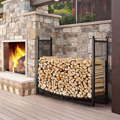 4ft Mesh Firewood Rack Outdoor Heavy Duty Firewood Log Rack for Patio/Garden, Large Wood Holder Firewood Storage Rack with Steel Tubular, Log St - Image 9