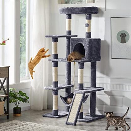 63in Multi-Level Cat Tree for Indoor Cats, Cat Tower Cat Condo w/Scratching Posts, Cat Activity Center Cat Climbing Stand Kitty Play House - Image 6