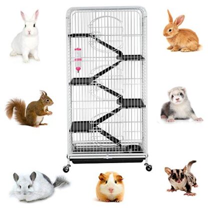 White Multi Levels Rolling Large Rabbit Bunny Cage - 52-inch - Image 2