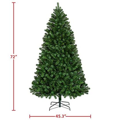 6ft Prelit Artificial Hinged Christmas Pine Tree Prelighted Holiday Xmas Tree for Home Party Decoration with 300 Warm White Lights and 818 Branc - Image 6