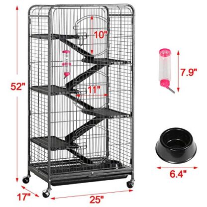 52-inch Black 6 Level Metal Critter Cage with 3 Front Doors - Image 2