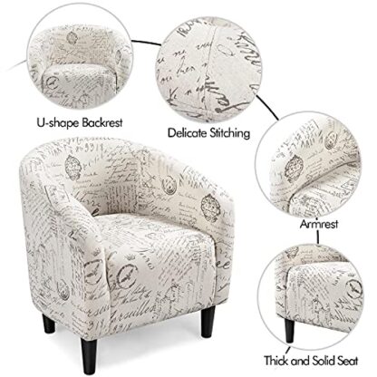 Contemporary Club Chair for Living Room Accent Arm Chair Tub Chair Upholstered Barrel Chair and Ottoman Set for Living Room Guestroom Bedroom Le - Image 2