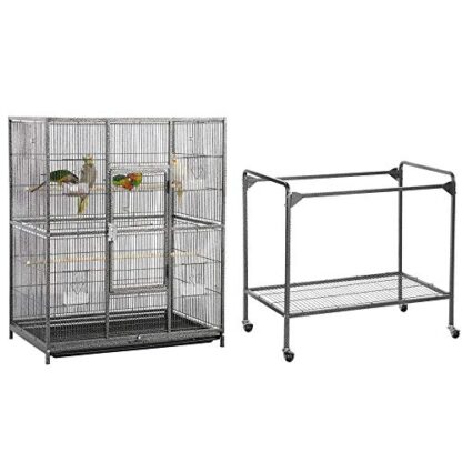 63-Inch Wrought Iron Construction Cage with Detachable Stand - Image 2