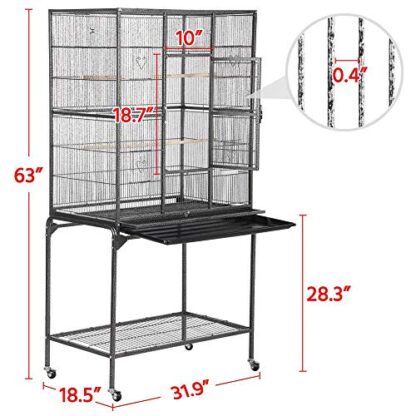 63-Inch Wrought Iron Construction Cage with Detachable Stand - Image 9