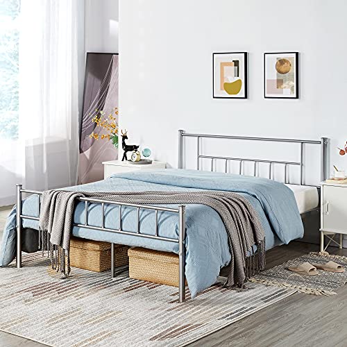 13 Inch Queen Size Metal Bed Frame With, Queen Size Metal Headboard And Footboard