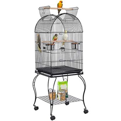 59-Inch Rolling Standing Medium Dome Open Top Bird Cage - Image 8