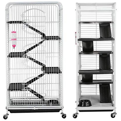 White Multi Levels Rolling Large Rabbit Bunny Cage - 52-inch - Image 6