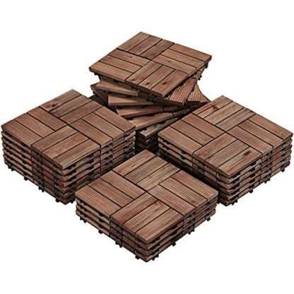 27PCS Patio Deck Tiles Interlocking Deck Tiles 12 x 12” Wood Floor Tiles Outdoor Flooring for Patio Garden Deck Brown - Image 10