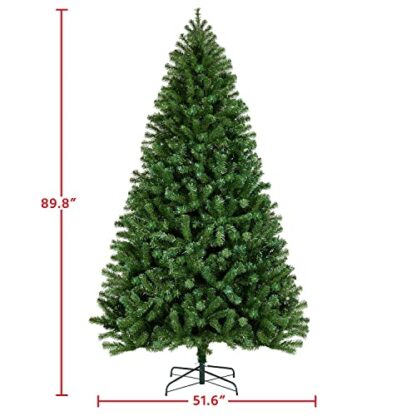 7.5ft Prelit Artificial Hinged Christmas Pine Tree Prelighted Xmas Tree for Home Party Holiday Decoration with 550 Warm White Lights and 1354 Br - Image 2