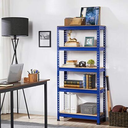 Pack of 2, 5-Tier Industrial Storage Rack, Heavy Duty Garage Shelving Units, Blue, 59'' H - Image 5