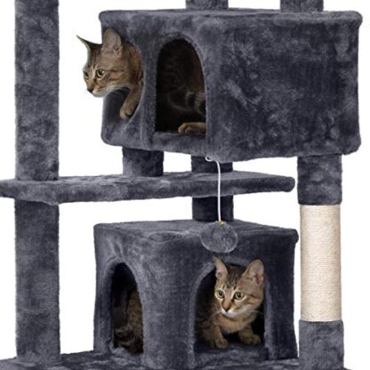 55''H Cat House Large Cat Tower w/ 2 Condos & Fur Ball & 3 Round Platform - Image 6