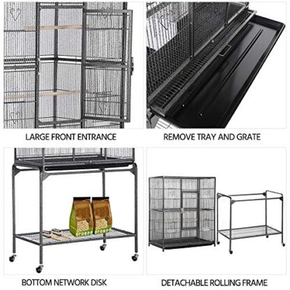 63-Inch Wrought Iron Construction Cage with Detachable Stand - Image 8