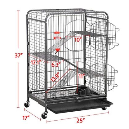 37-inch Black Metal Ferret Chinchilla Cage Small Animals Hutch - Image 5