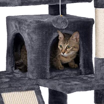 55''H Cat House Large Cat Tower w/ 2 Condos & Fur Ball & 3 Round Platform - Image 5