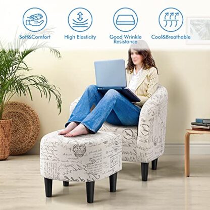 Contemporary Club Chair for Living Room Accent Arm Chair Tub Chair Upholstered Barrel Chair and Ottoman Set for Living Room Guestroom Bedroom Le - Image 7