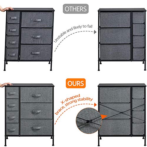 7 Drawers Dresser – Fabric Storage Organizer Unit with Rounded Edge for ...