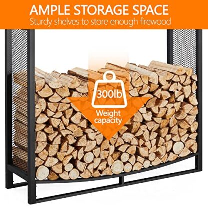 4ft Mesh Firewood Rack Outdoor Heavy Duty Firewood Log Rack for Patio/Garden, Large Wood Holder Firewood Storage Rack with Steel Tubular, Log St - Image 7