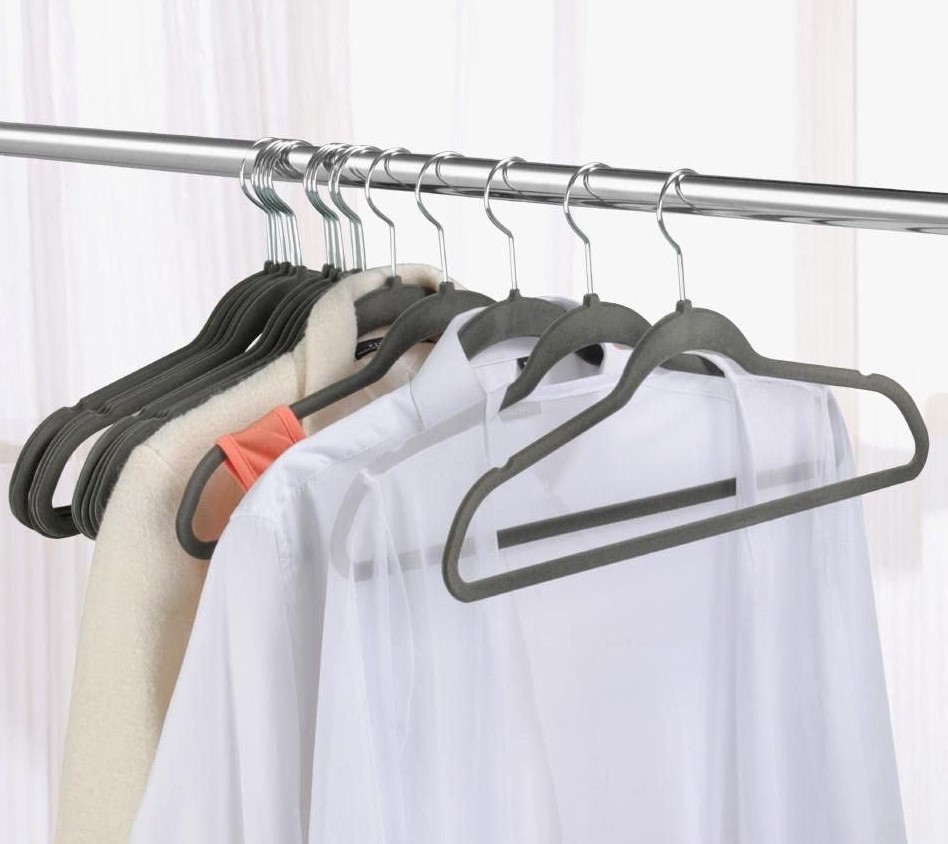 Gray Non-Slip Clothing Hangers 100 Pack Suit Clothes Hanger Hook Swivel 360 