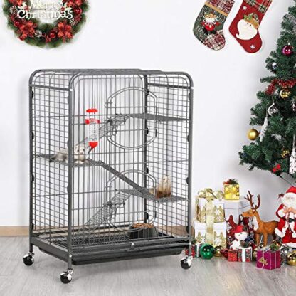 37-inch Black Metal Ferret Chinchilla Cage Small Animals Hutch - Image 7