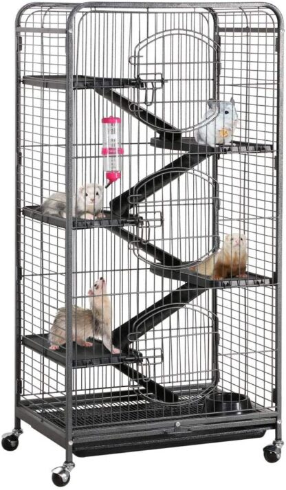 52-inch Black 6 Level Metal Critter Cage with 3 Front Doors - Image 8