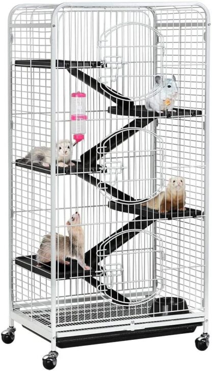 White Multi Levels Rolling Large Rabbit Bunny Cage - 52-inch - Image 8