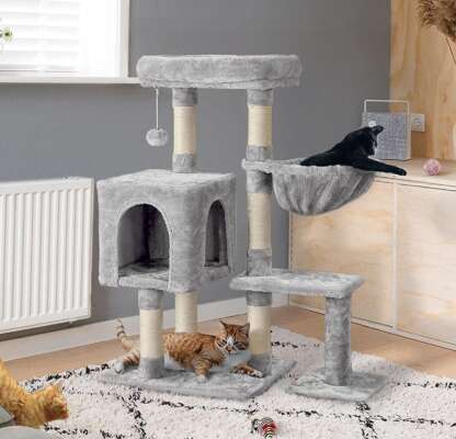 38in Cat Tree Cat Scratching Post Cat Tower Condo Playground, Cat Activity Tree for Climbing Kittens Pets Cats