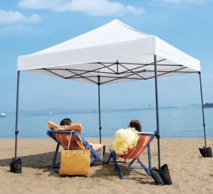 Commercial POP UP Canopy Tent, Folding Shade Sails Canopy, Portable Shade Instant Canopy with Wheeled Carry Bag, Bonus 4 Canopy Sand Bags, 10x10