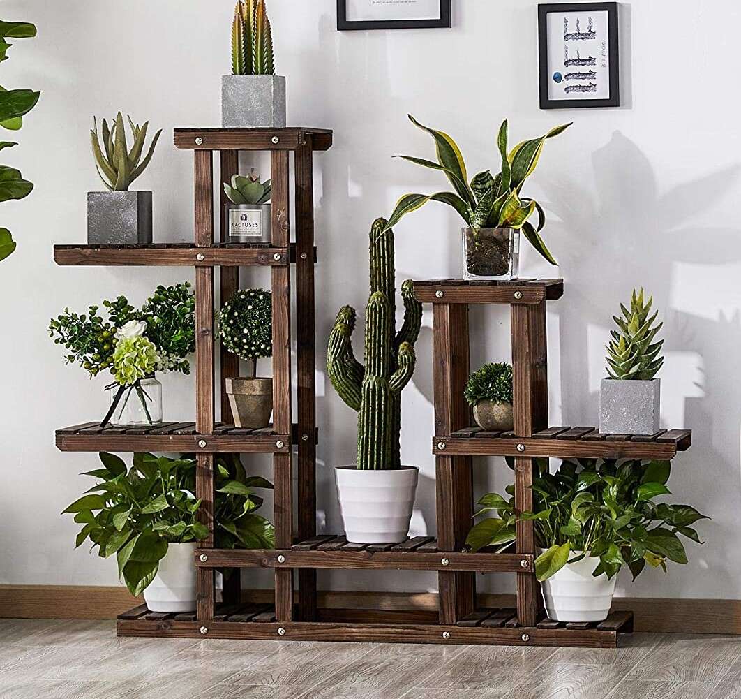A-Frame 6 Tiered Wood Plant Stand Holder Flower Pot Display Shelving Rack Patio 