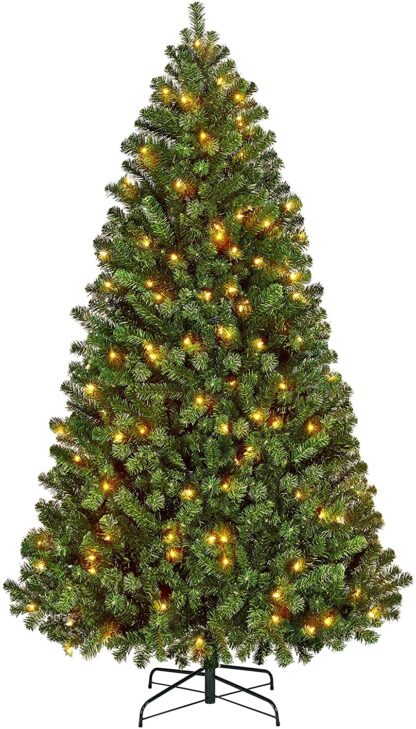 6ft Prelit Artificial Hinged Christmas Pine Tree Prelighted Holiday Xmas Tree for Home Party Decoration with 300 Warm White Lights and 818 Branc - Image 9