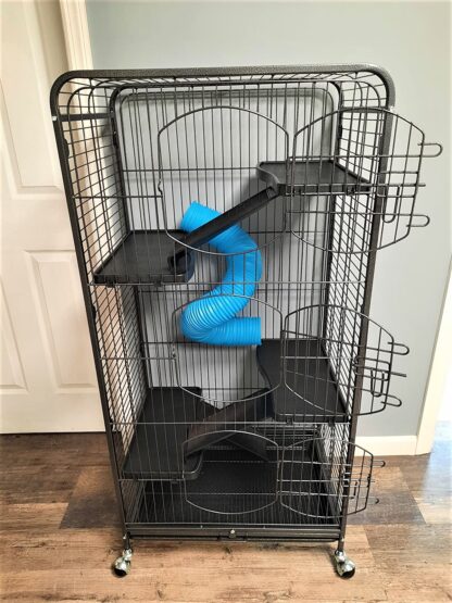 52-inch Black 6 Level Metal Critter Cage with 3 Front Doors