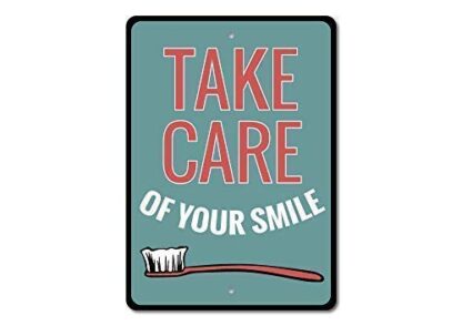 8x12 Inch Retro Metal Tin Sign Vintage Take Care of Your Smile Aluminum Sign for Home Coffee Wall Decor