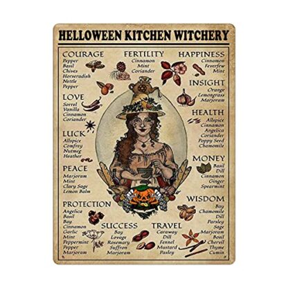 8" x 12" Halloween Kitchen Witchery Witch for Vintage Poster Metal Tin Signs Iron Painting Plaque Wall Decor Bar Cat Club Novelty Funny Bathroom Toilet