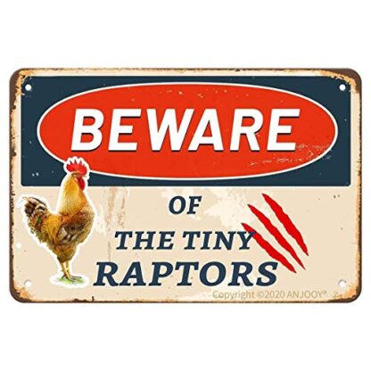 8x12 inch Tin Signs Vintage - Beware of the Tiny Raptors - Metal Sign for Cafe Bar Pub Home Coffee Beer Garage Kitchen Bathroom Door Garden Funny Wall