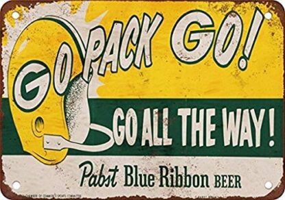 8x 12 inches 1961 Packers and Beer Pub Home Decor Vintage Look Reproduction Metal Tin Sign Go All The Way Metal Sign