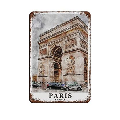 Paris France Q Vintage Retro Travel Poster Tin Sign Vintage Metal Pub Club Cafe bar Home Wall Art Decoration Poster Retro 8x12inch(20x30cm)