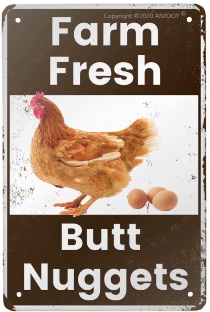 8" x 12" Vintage Metal Tin Sign - Farm Fresh Butt Nuggets Rustic Poster Art Retro Decor