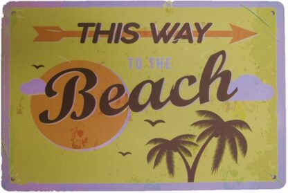 8x12 inch Metal Vintage Tin Sign Decor-This Way Beach for Home Bar Pub Funny Wall Retro Art Sign