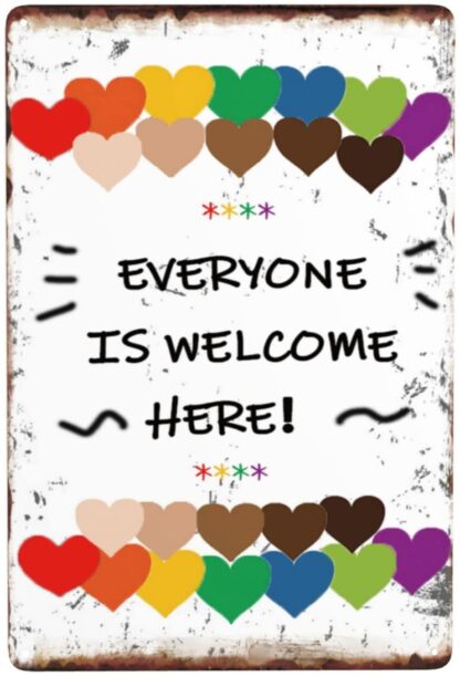 8x12 inch Everyone Is Welcome Here Funny Retro Vintage Design Tin Sign Wall Decor Gift Wood Bar Signs