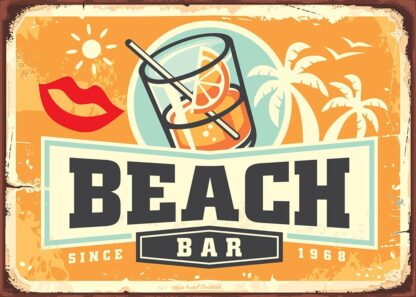 8x12 inch Retro Bar Sign Tropical Beach Bar Sign Home Wall Decoration Metal Plaques