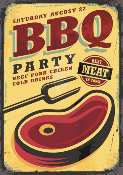 8x12 inch Retro Metal Sign BBQ Party for Wall Decor for Bars,Restaurants,Cafes Pubs