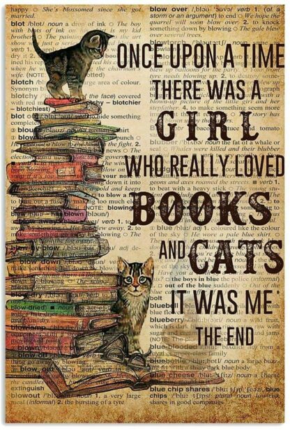 8x12 inch Cat once Upon A Time There Was A Girl Who Really Loved Vintage Poster Metal Tin Signs Iron Painting Plaque Wall Decor Bar Cat Club Novelty Funny