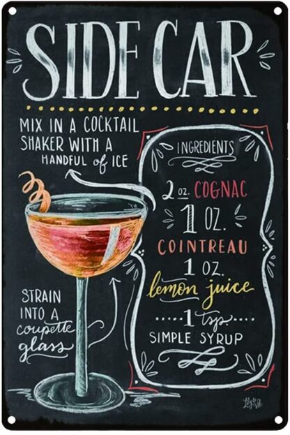 8x12 inch Cocktail Tin Sign, Cocktail Metal Tin Sign Wall Decor Bar Chalkboard Drawing Style Iron Painting Decoration