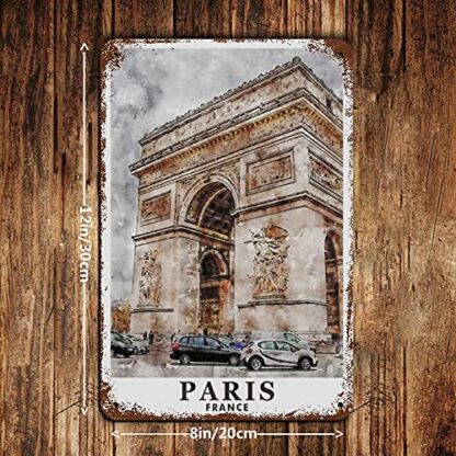 Paris France Q Vintage Retro Travel Poster Tin Sign Vintage Metal Pub Club Cafe bar Home Wall Art Decoration Poster Retro 8x12inch(20x30cm) - Image 5