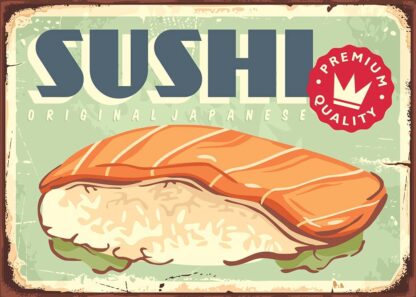 8x12 inch Retro Sushi Sign Original Japanese Sushi for Wall Decor for Bars,Restaurants,Cafes Pubs