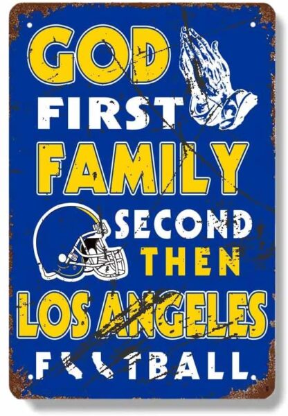 8x12in Vintage Sports Poster Metal Football Tin Sign —American Football God first Family second Then football—Retro Poster