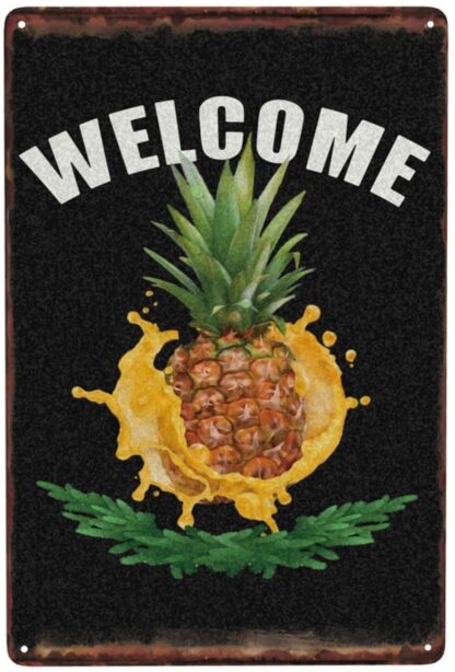 8x12 inch Welcome Pineapple Funny Retro Vintage Design Tin Sign Wall Decor Gift Wood Bar Signs