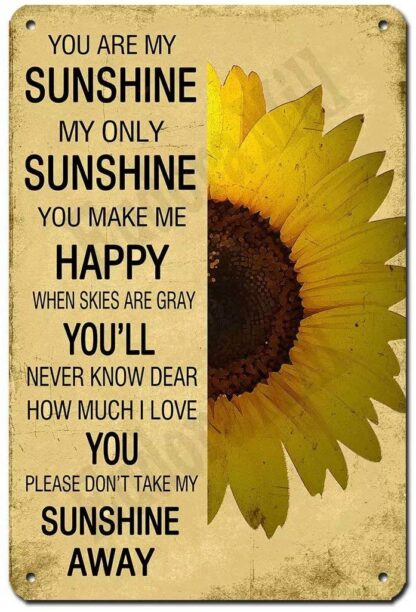 8"x12" You are My Sunshine, Don't Take My Sunshine Away - Retro Vintage Metal Tin Sign for Home Bar Coffee Cafe Garage Wall Decor Art