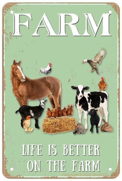 8x12 inches Vintage Metal Tin Signs - Farm Sweet Farm Life is Better on The Farm - Aluminum Sign for Cafe Home Bar Pub Garage Hotel Garden Wall Decor Art