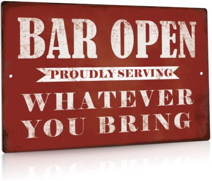 8x12 inches Bar Open Metal Tin Sign Bar Man Cave Funny Wall Decor