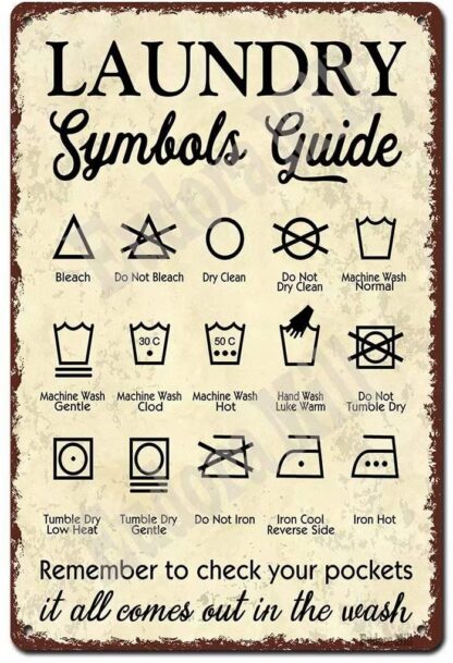 8"x12" Laundry Symbols Guide - Retro Vintage Metal Tin Sign Vintage Laundry Room Sign Home Coffee Cafe Wall Decor Makes A Thoughtful Gift